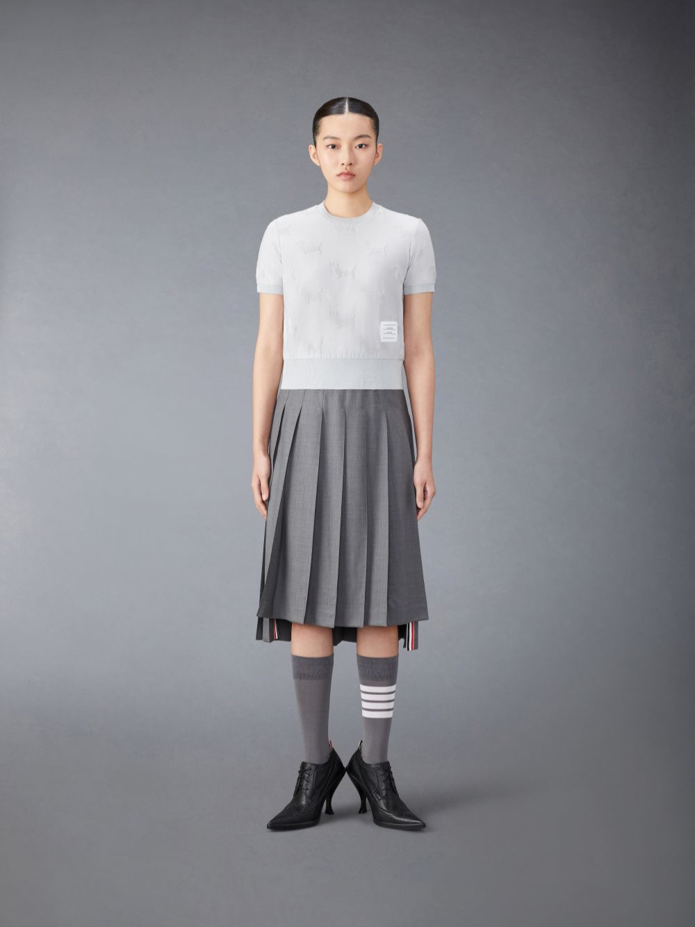 Thom Browne Terry Jacquard Hector レディース Tシャツ グレー | DKU14G96915