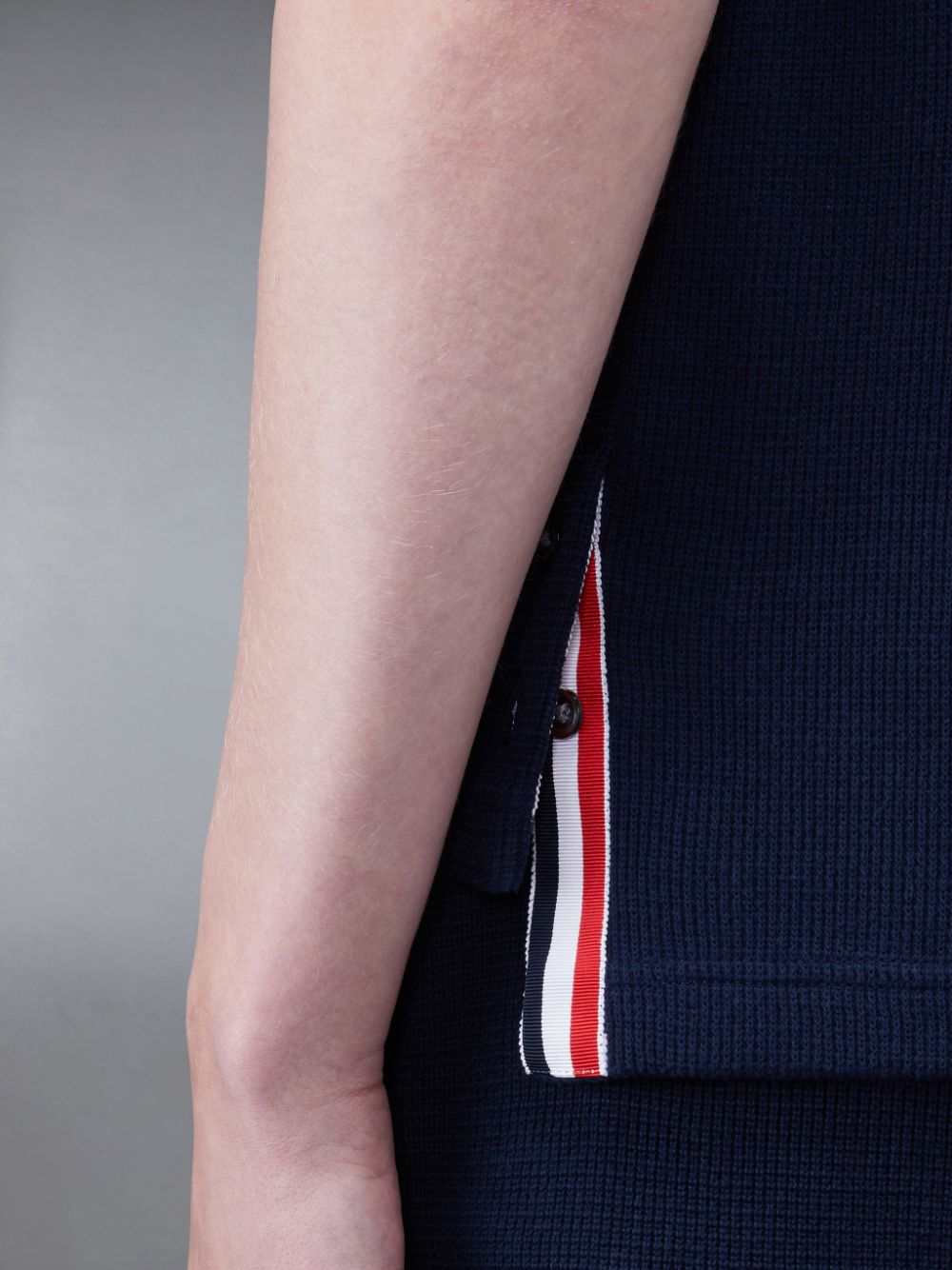 Thom Browne Textured Cotton Short Sleeve Polo メンズ シャツ 青 | YXY21H61731