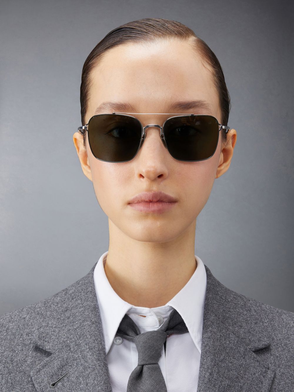 Thom Browne Titanium Aviator レディース サングラス シルバー | UXA31I59925