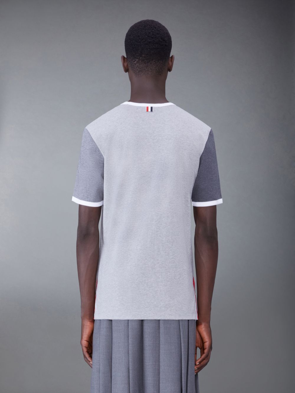 Thom Browne Tonal Cotton Jersey Short Sleeve Ringer メンズ Tシャツ グレー | TOW81J63406