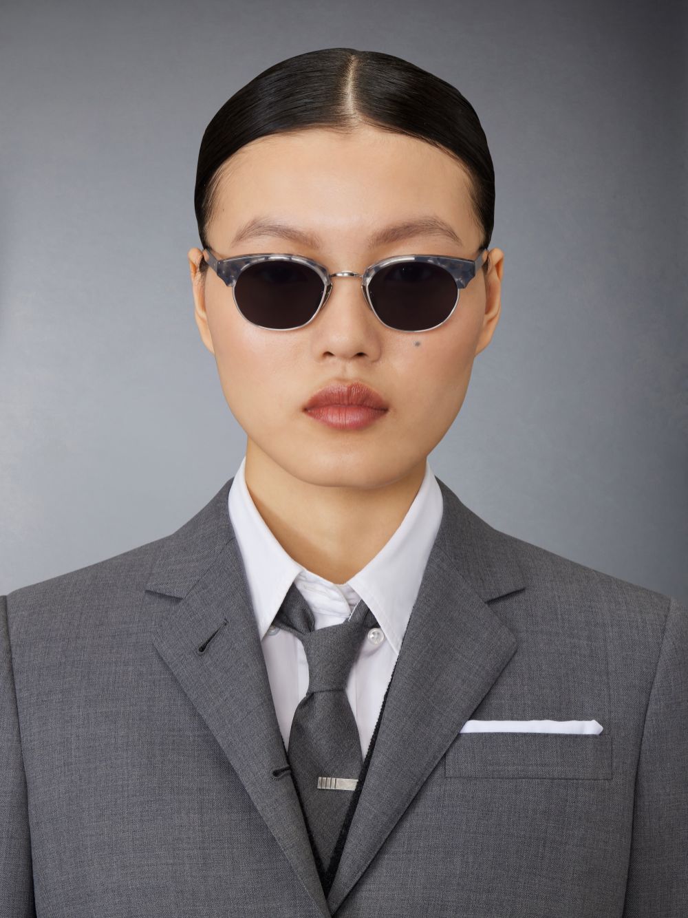 Thom Browne Tortoise Acetate And Titanium Oval レディース サングラス 緑 | LEA21J90715