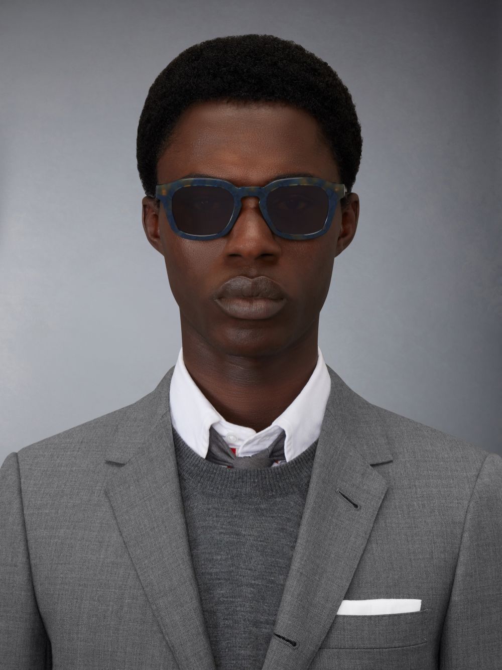Thom Browne Tortoise Acetate Rectangular メンズ サングラス 青 | XUL20J22623