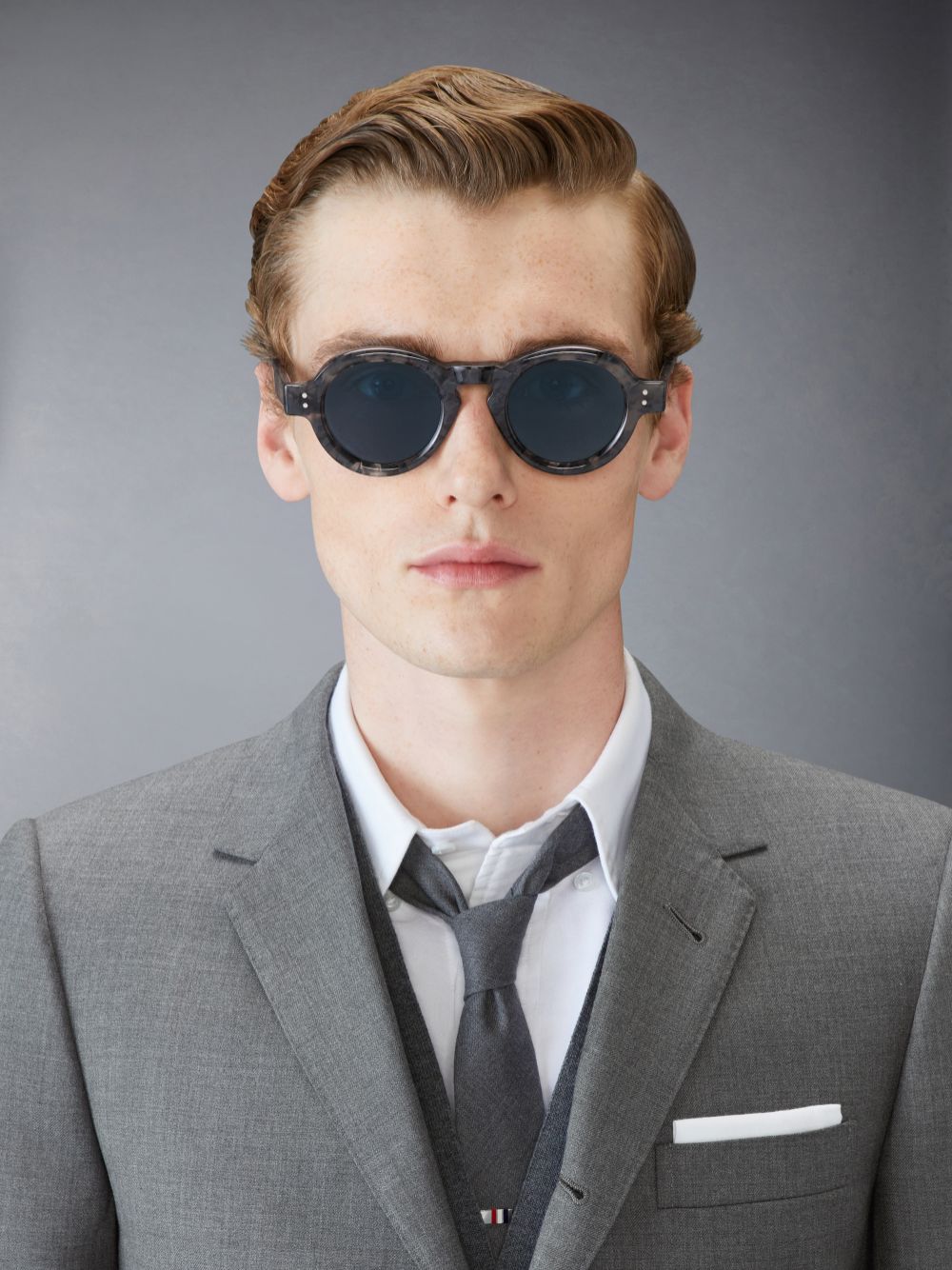 Thom Browne Tortoise Acetate Round レディース サングラス グレー | APU29Z59961