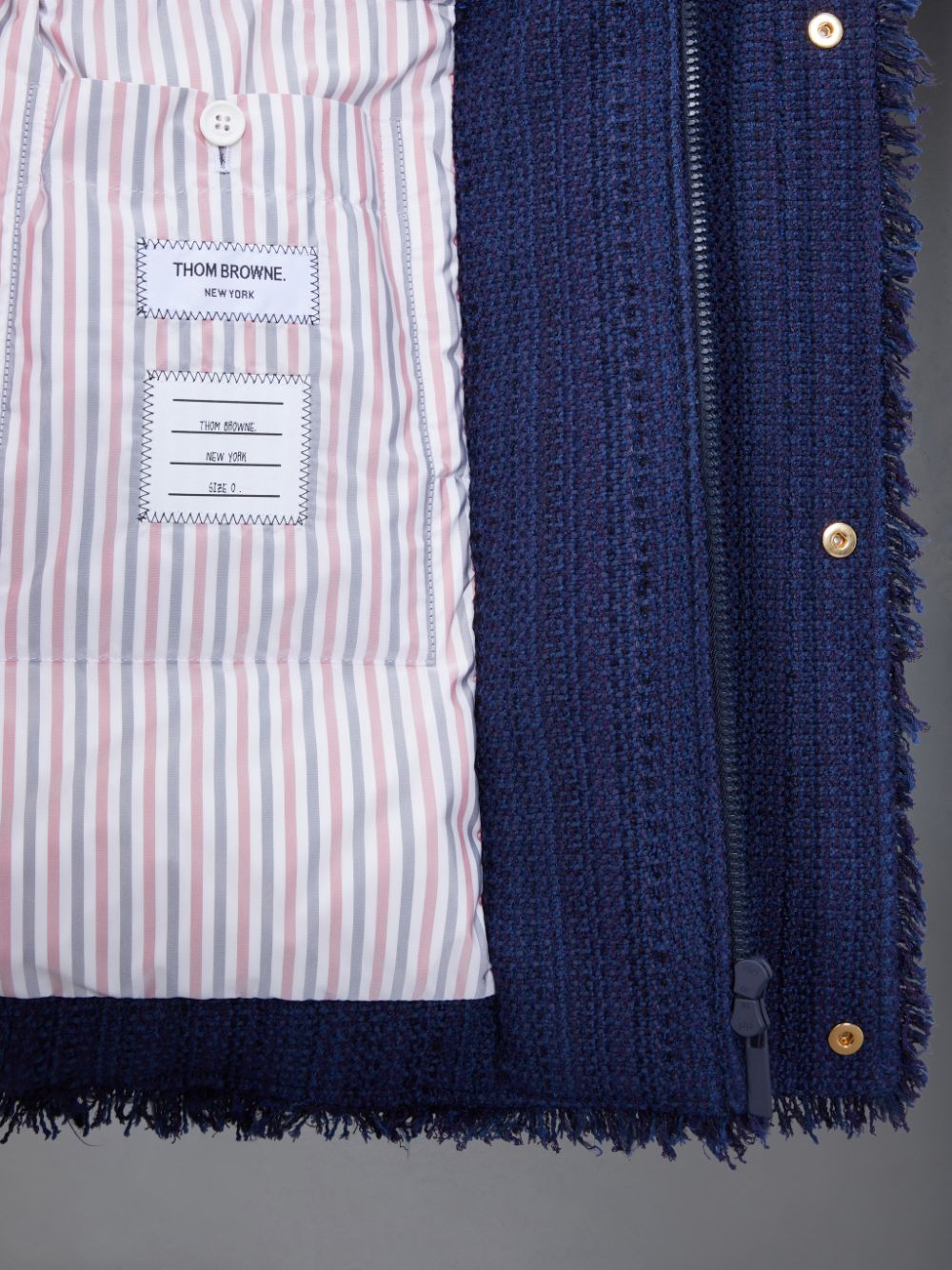 Thom Browne Tweed Fray 4-Bar Cropped Football メンズ パーカージャケット 青 | GZN38O73660