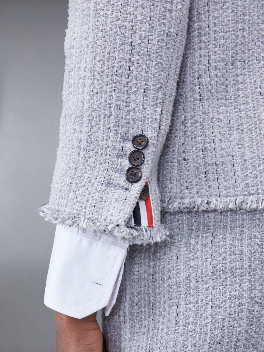 Thom Browne Tweed Fray 4-Bar Cropped Sack レディース ジャケット グレー | QBY93B34790