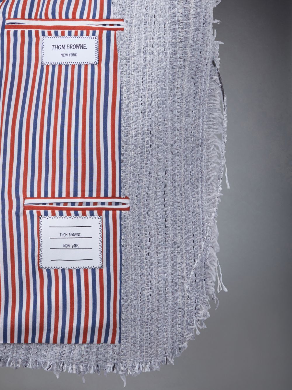 Thom Browne Tweed Fray 4-Bar Cropped Sack レディース ジャケット グレー | QBY93B34790