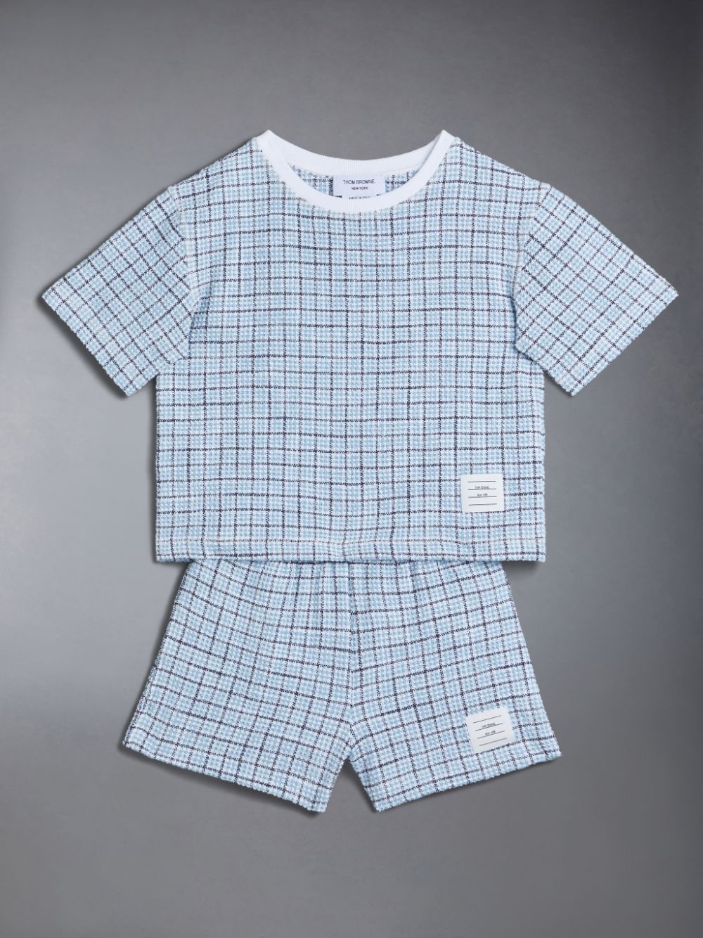 Thom Browne Tweed Jersey Boxy ガール Tシャツ 青 | CWS75C95788