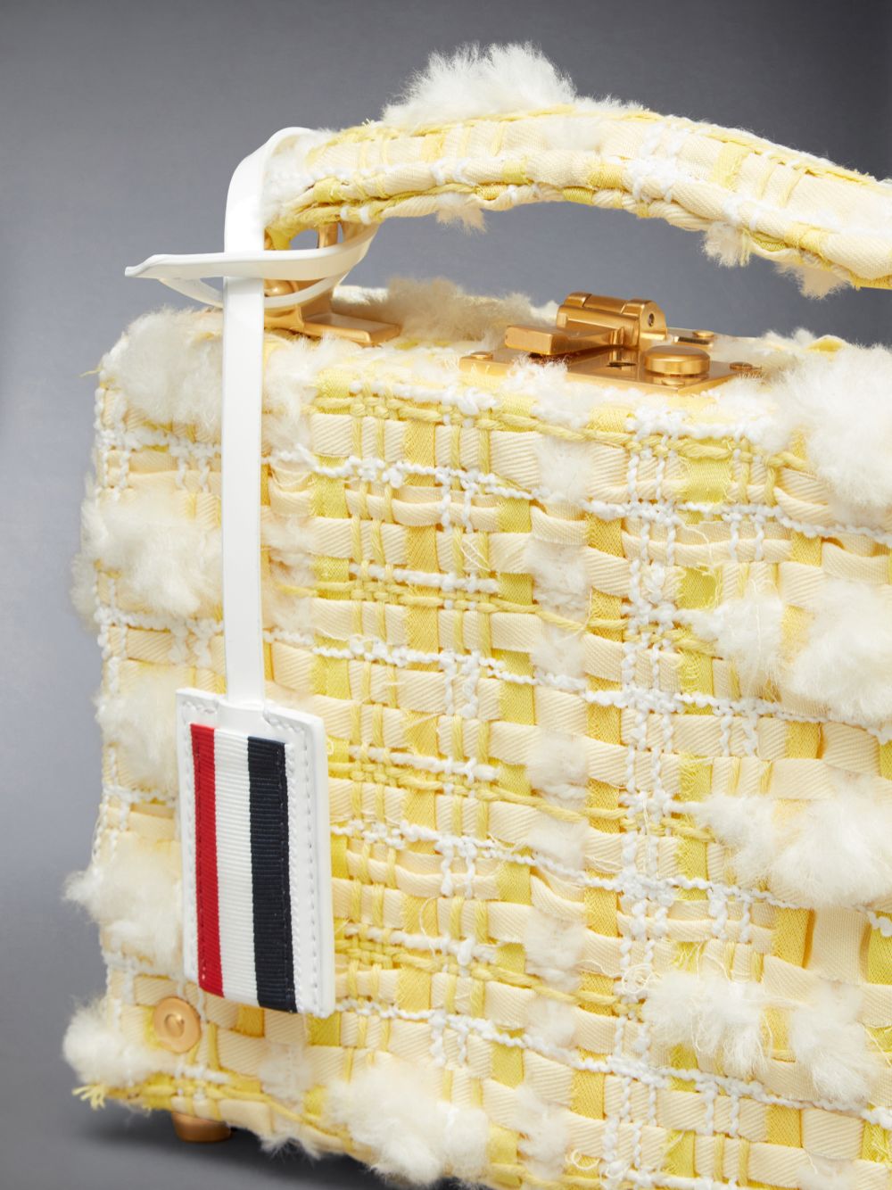 Thom Browne Twill Pouf Tweed Woven Chain Micro Attache Case メンズ クロスボディバッグ 黄色 | GEL77S74357