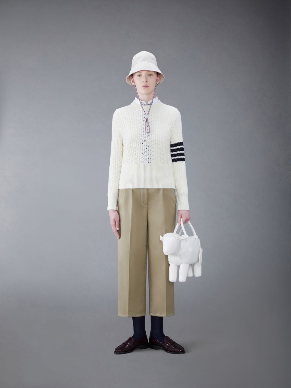 Thom Browne Twill Relaxed Pleated レディース パンツ ベージュ | NAT46B83196
