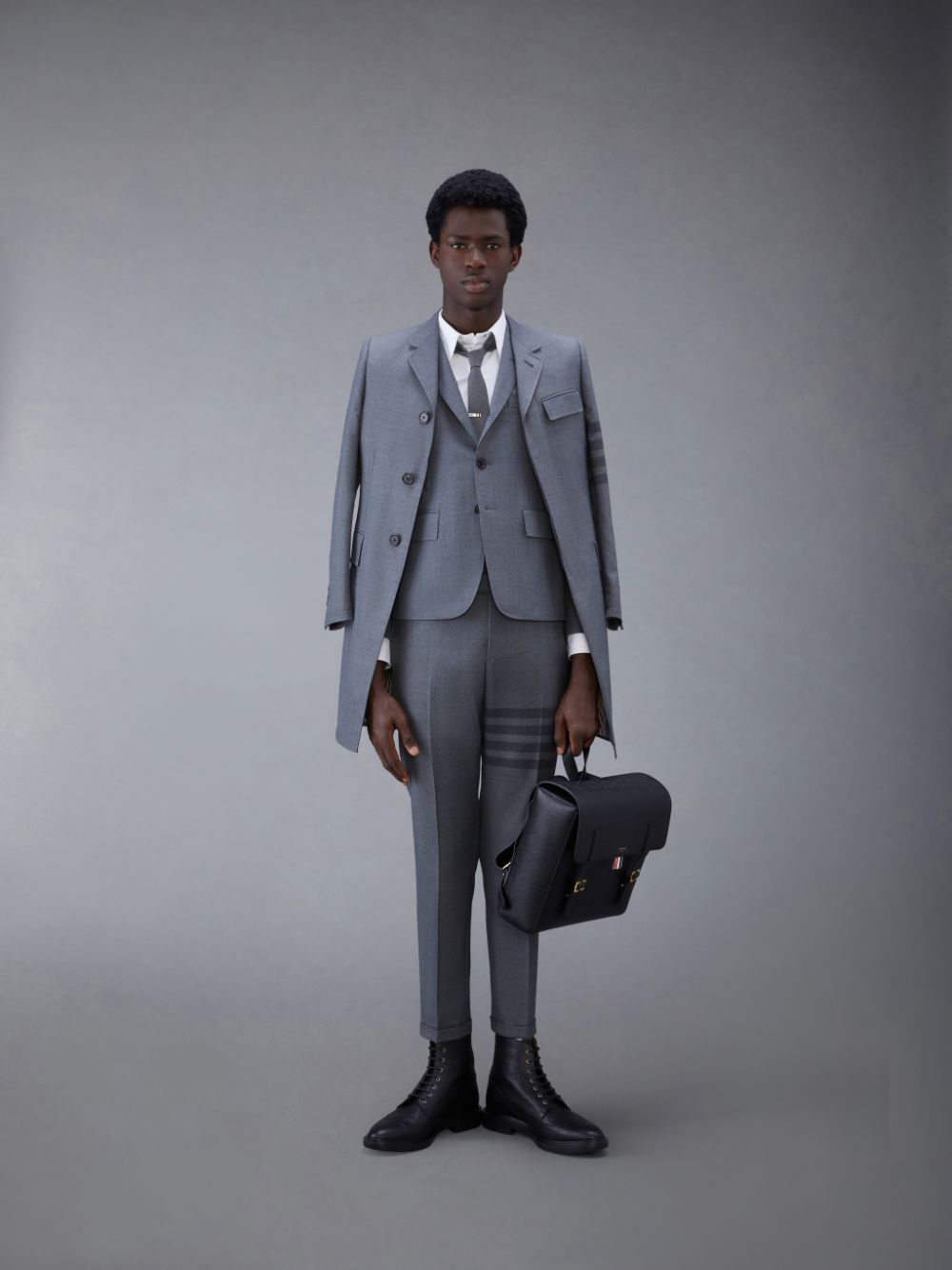 Thom Browne Twill School Uniform 4-Bar Low Rise Skinny メンズ パンツ グレー | MUW04H62938