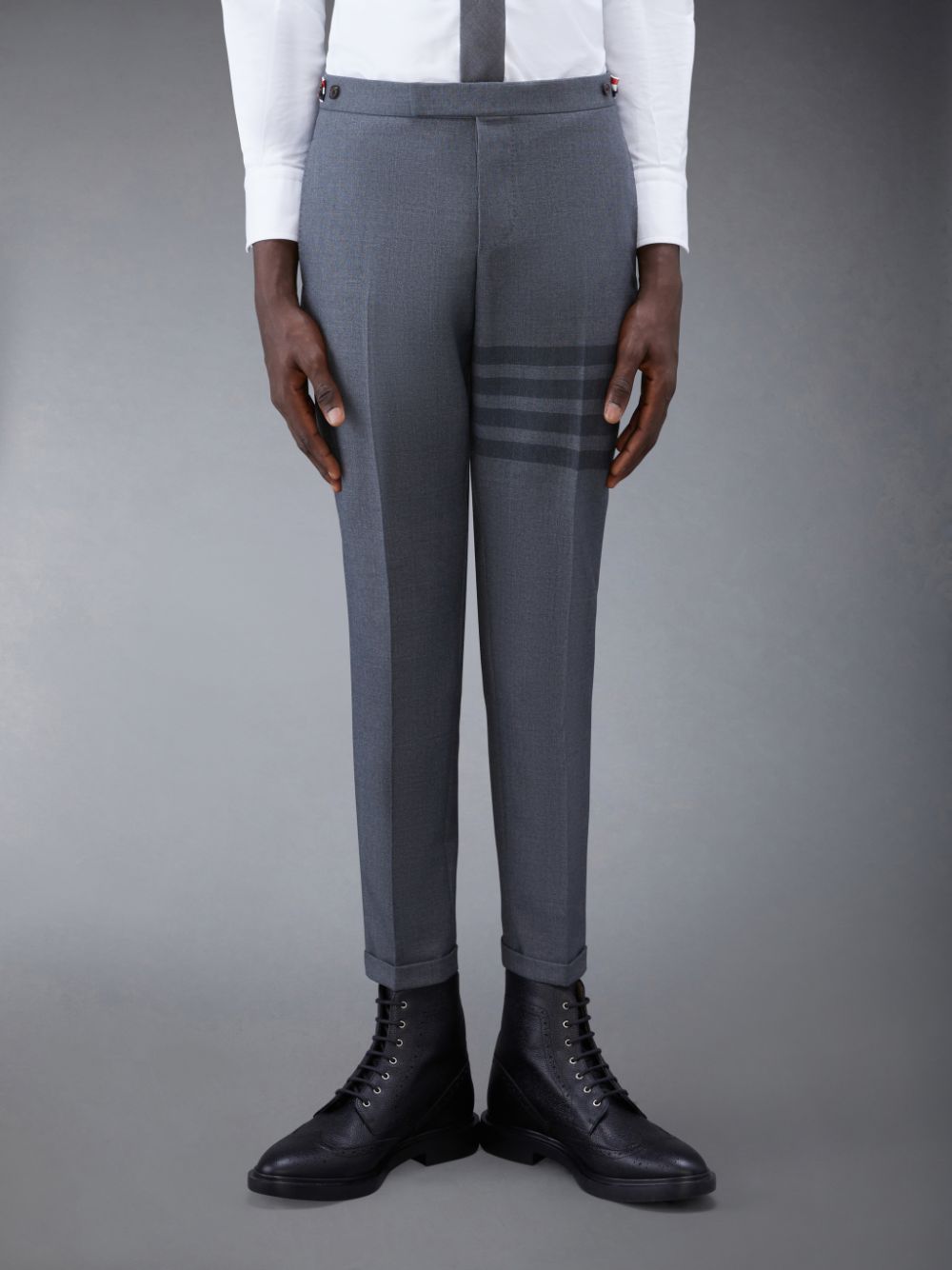 Thom Browne Twill School Uniform 4-Bar Low Rise Skinny メンズ パンツ グレー | MUW04H62938