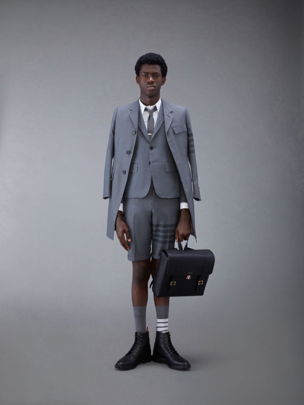 Thom Browne Twill School Uniform Slim Fit Chesterfield メンズ コート グレー | PHN82K25346