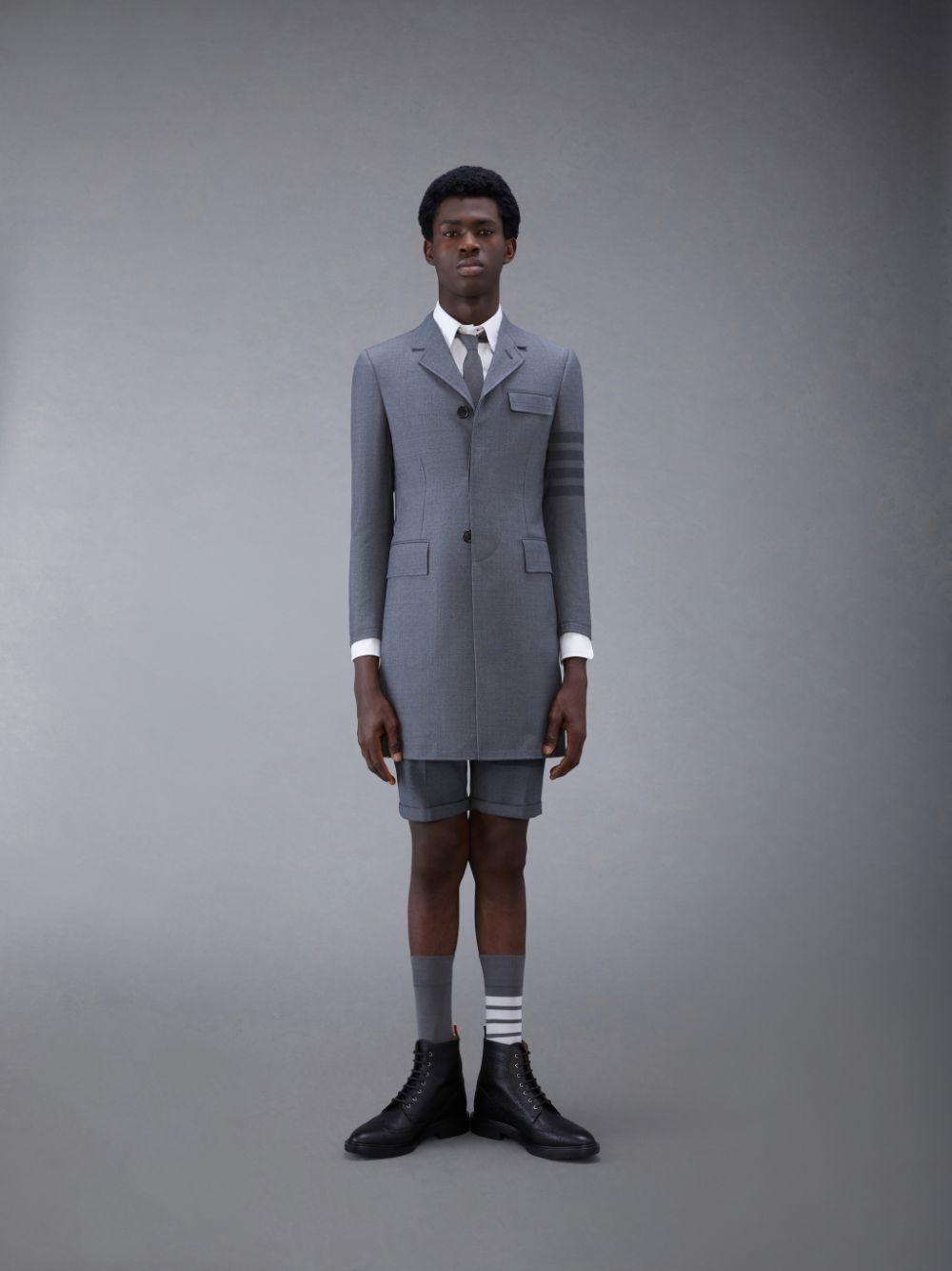 Thom Browne Twill School Uniform Slim Fit Chesterfield メンズ コート グレー | PHN82K25346