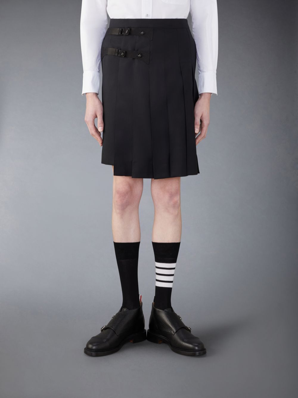 Thom Browne Twill Wool Backstrap Skort メンズ スカート 黒 | UFN39P19148
