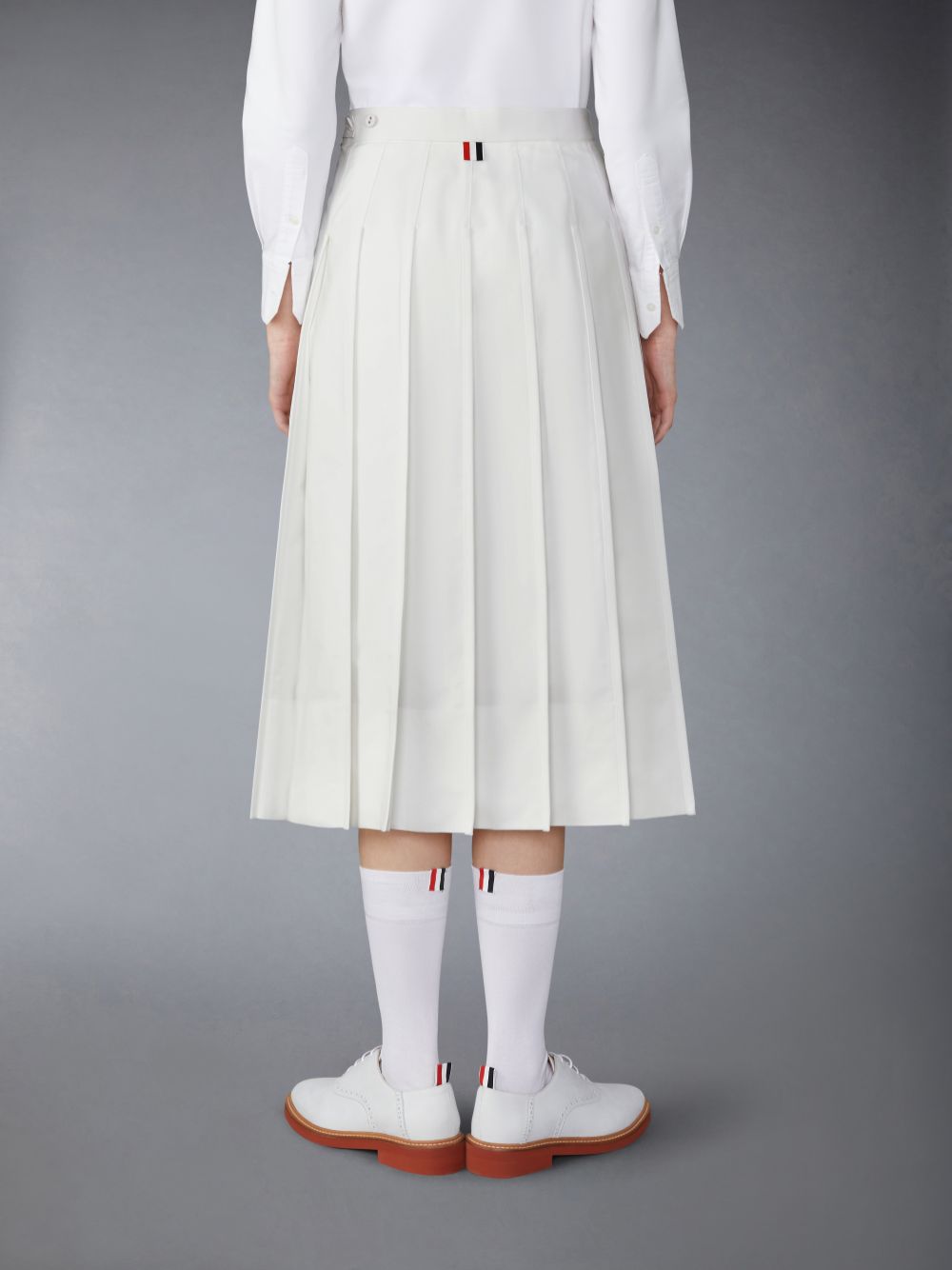 Thom Browne Typewriter Self Tipping Midi Pleated レディース スカート 白 | UDE17R90615