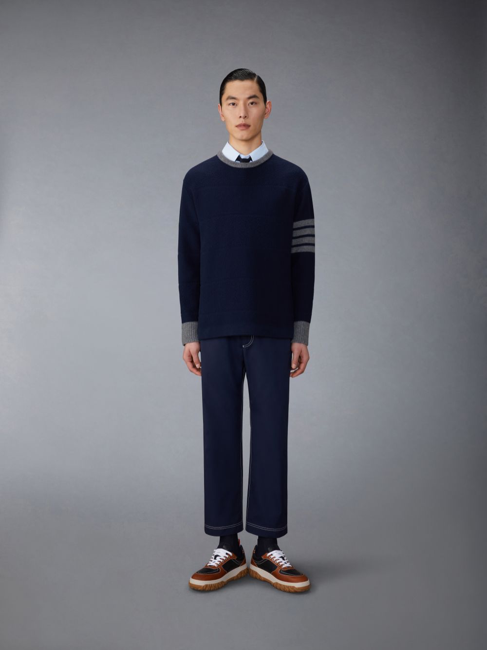 Thom Browne Typewriter Unconstructed Straight Leg メンズ パンツ 青 | DDI03H39474