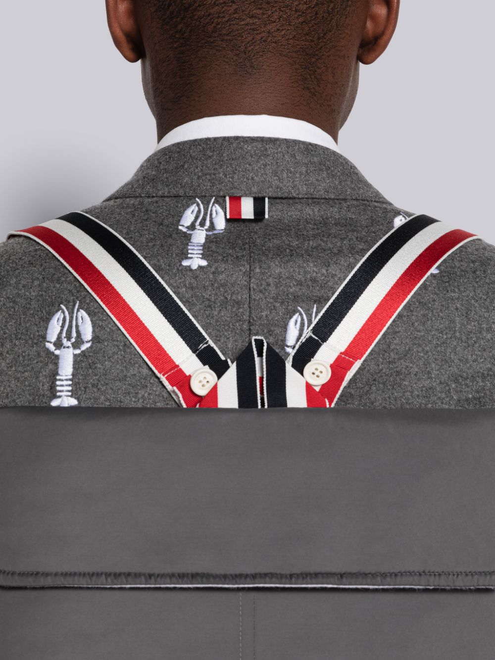 Thom Browne Ultra Light Nylon 4-Bar Down Filled Oversized Pea メンズ コート グレー | SRK99L99634