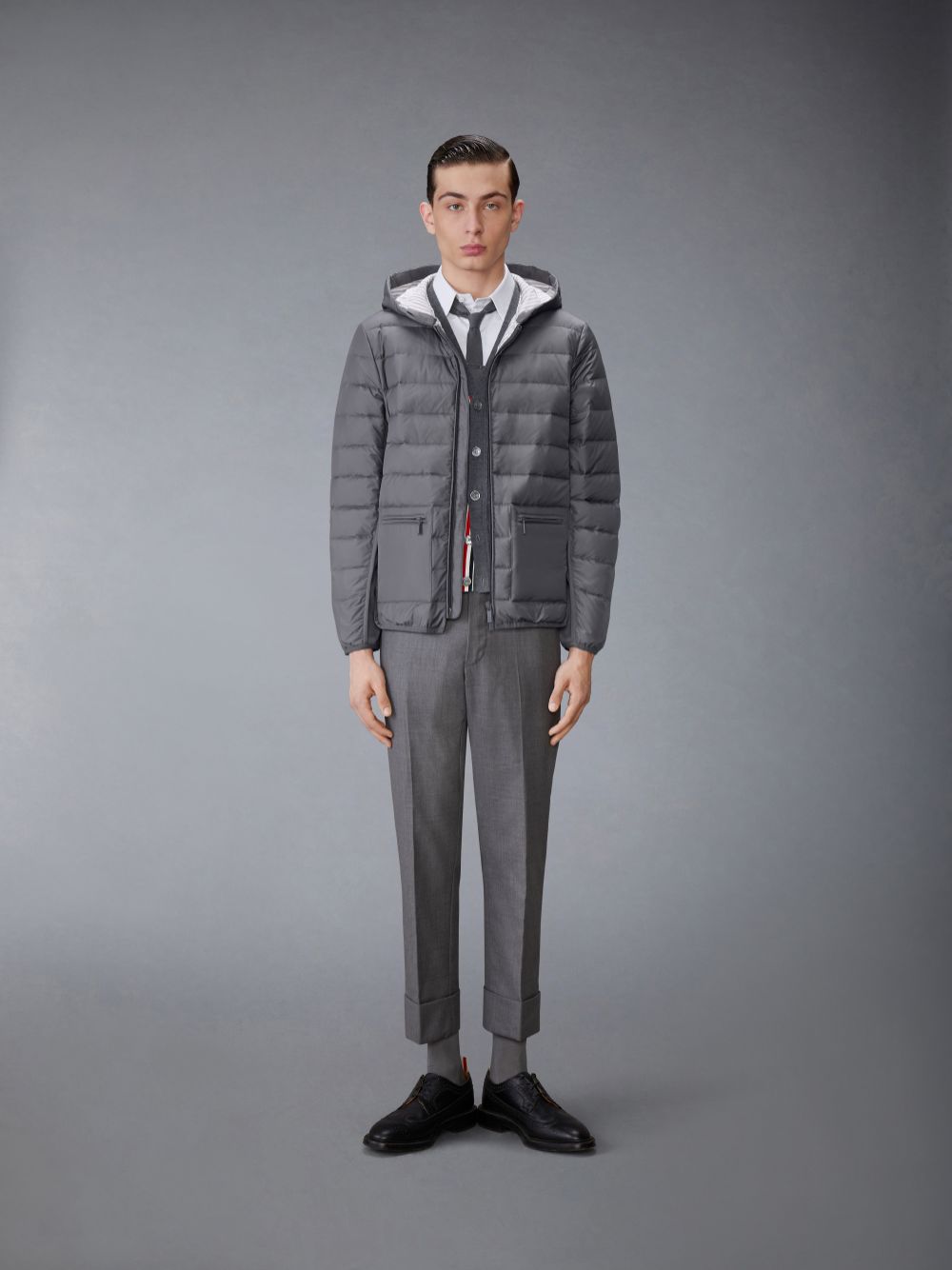 Thom Browne Ultra Light Nylon Down Hooded メンズ ジャケット グレー | JBE19Z95121