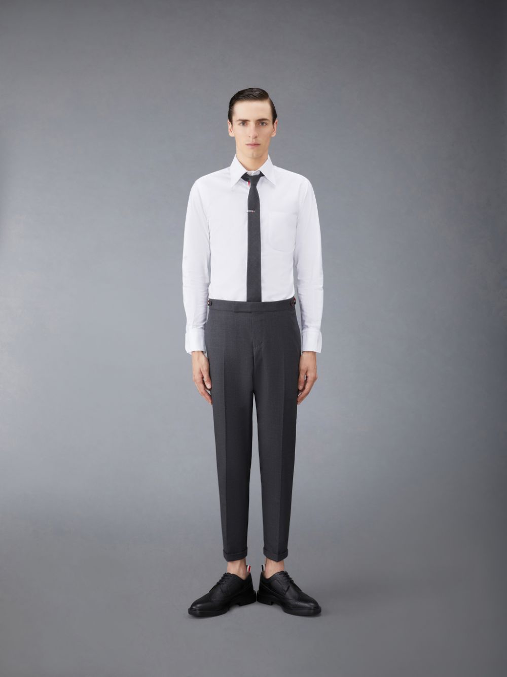Thom Browne White Cotton Oxford Grosgrain Placket メンズ シャツ 白 | NSH55U17378