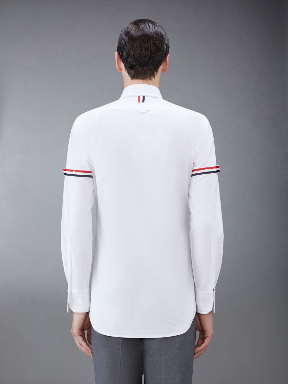 Thom Browne White Oxford Striped Grosgrain Armband Classic メンズ シャツ 白 | YER87G22186