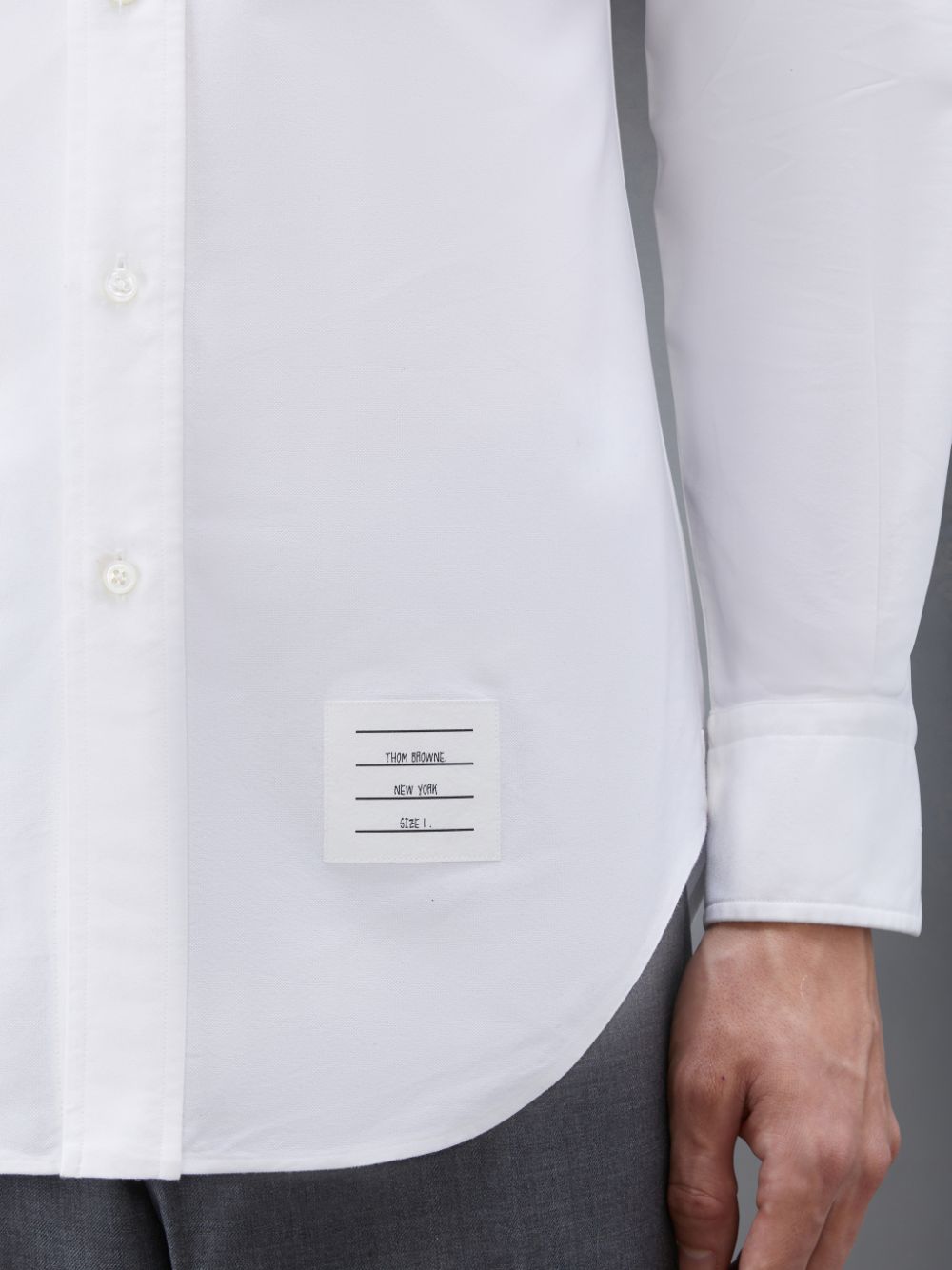 Thom Browne White Oxford Striped Grosgrain Armband Classic メンズ シャツ 白 | YER87G22186
