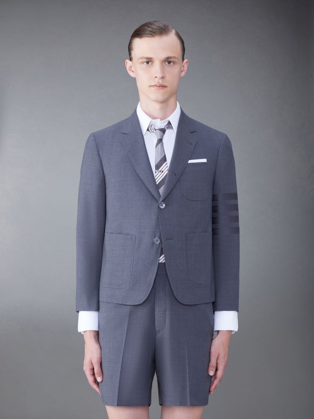 Thom Browne Wool 4-Bar Sack Sport メンズ コート グレー | XMN12I57867