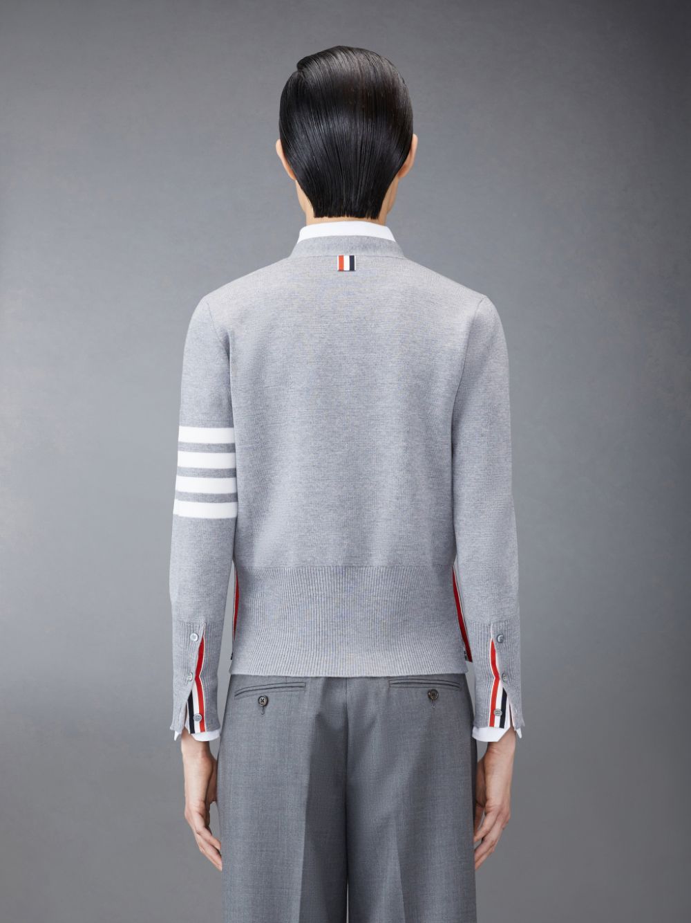 Thom Browne Wool 4-Bar V-Neck レディース カーディガン グレー | HVA40T96666