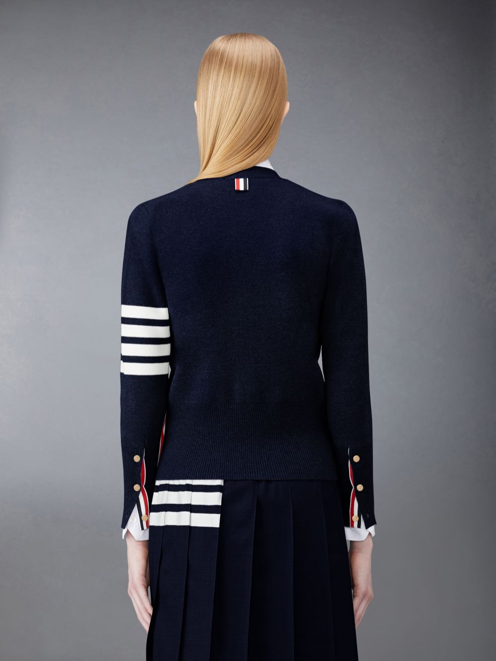 Thom Browne Wool 4-Bar V-Neck レディース カーディガン 青 | KXO08Y57905