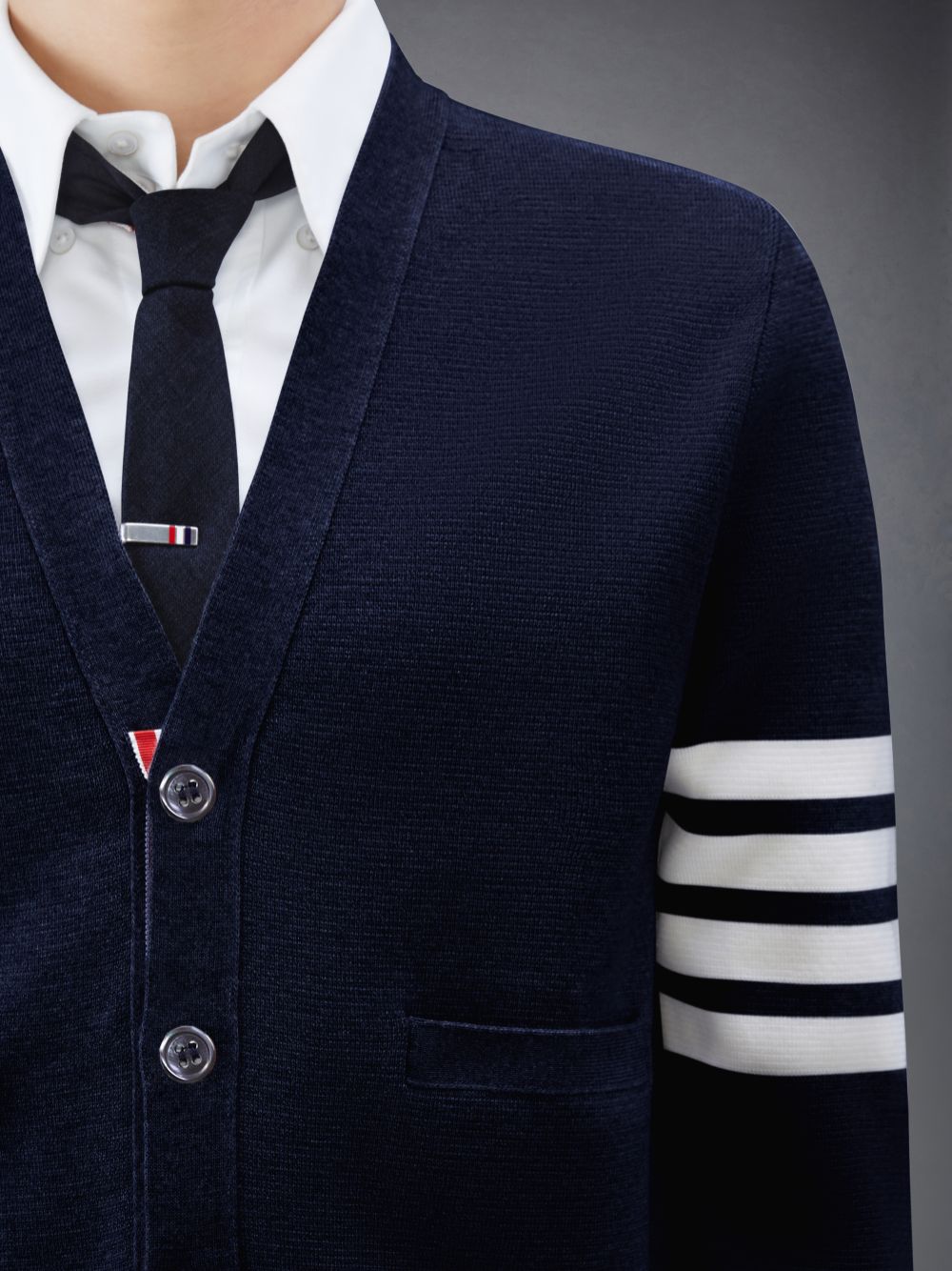 Thom Browne Wool 4-Bar V-Neck メンズ カーディガン 青 | RVF18Q76868