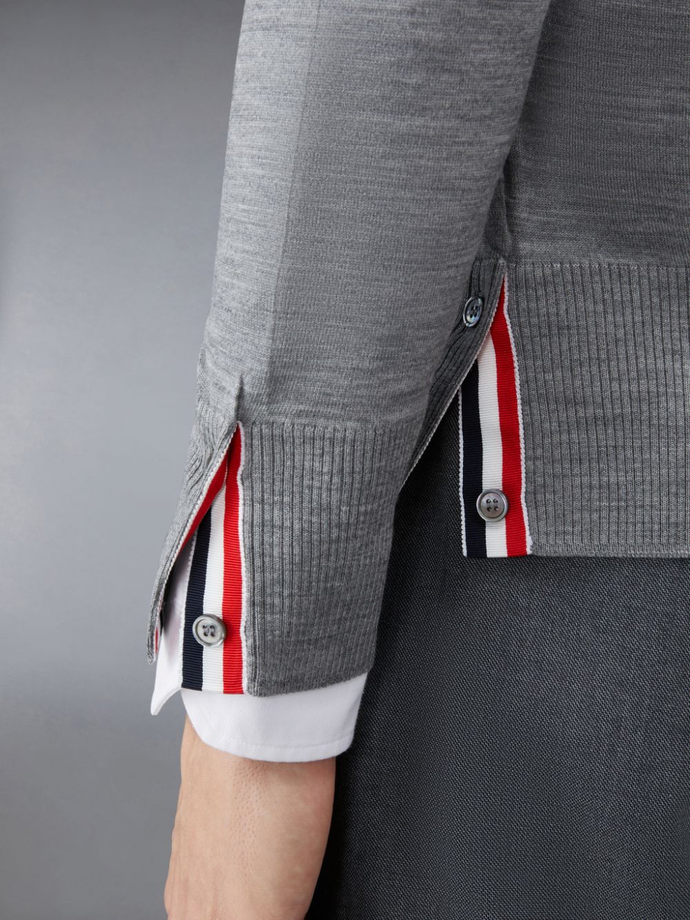 Thom Browne Wool 4-Bar V-Neck メンズ カーディガン グレー | UEO58P71458