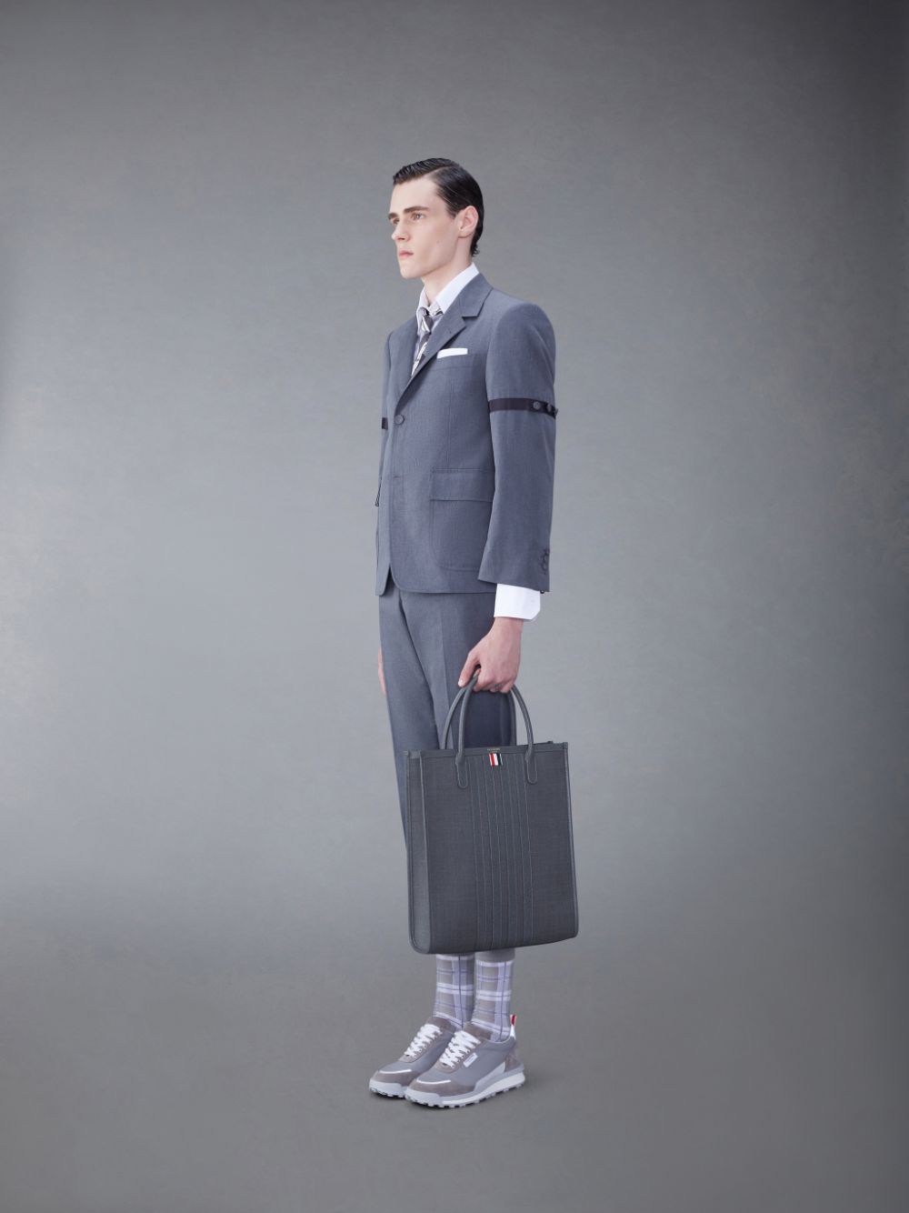 Thom Browne Wool 4-Bar メンズ トートバッグ グレー | HYI82V44206