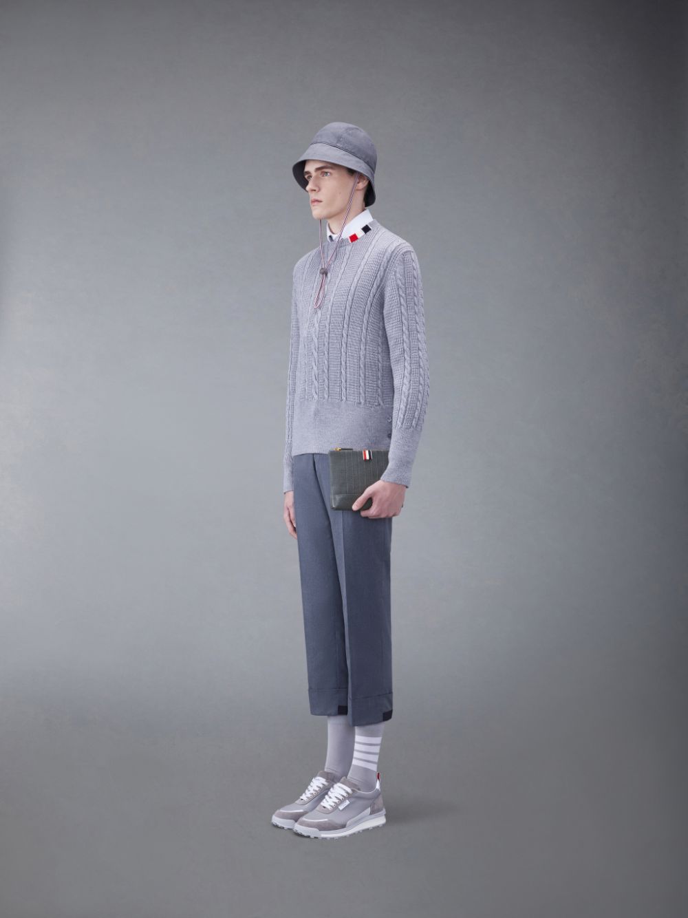 Thom Browne Wool 4-Bar レディース クラッチバッグ グレー | PIT67K77713