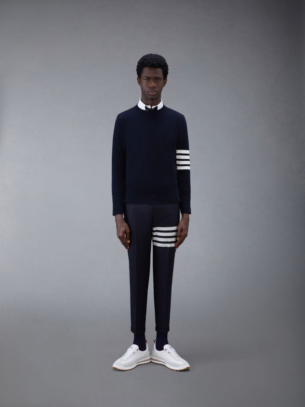 Thom Browne Wool 4-Bar メンズ プルオーバー 青 | QDZ05P52660