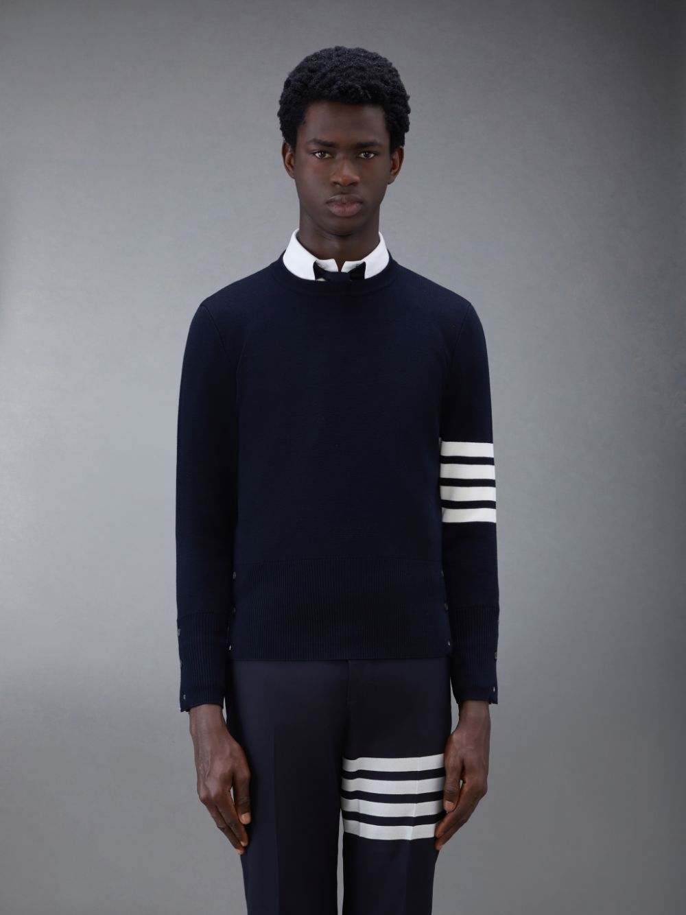Thom Browne Wool 4-Bar メンズ プルオーバー 青 | QDZ05P52660