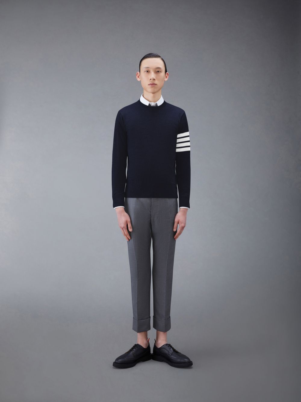 Thom Browne Wool 4-Bar メンズ プルオーバー 青 | YGZ93P01239