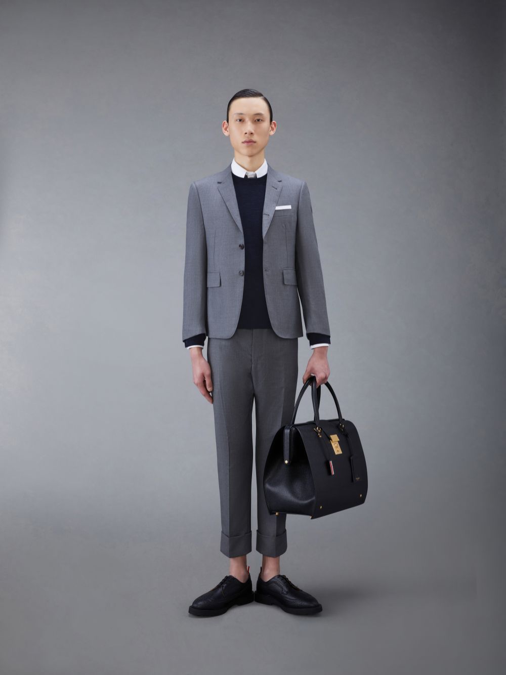 Thom Browne Wool 4-Bar メンズ プルオーバー 青 | YGZ93P01239