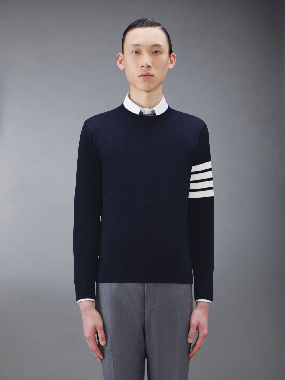 Thom Browne Wool 4-Bar メンズ プルオーバー 青 | YGZ93P01239