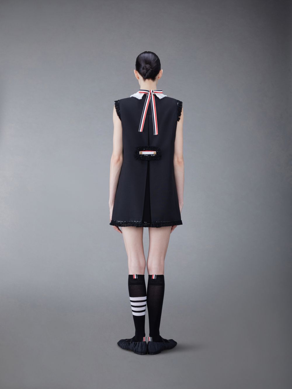 Thom Browne Wool Box Pleat Sequin Baby Doll レディース ワンピース 黒 | IKX01F49037