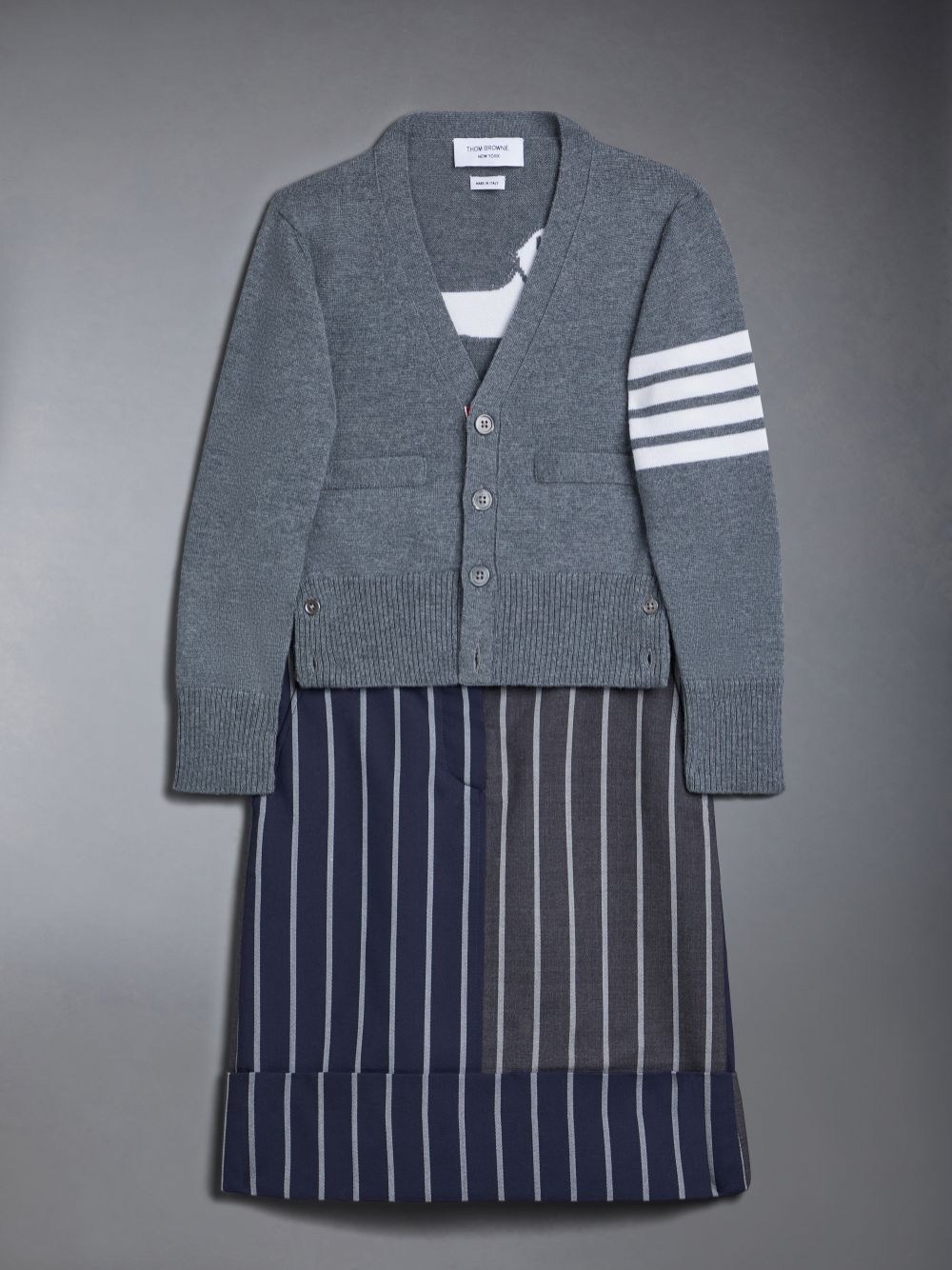Thom Browne Wool Cashmere 4-Bar Hector Classic ガール カーディガン グレー | TSS39C70518