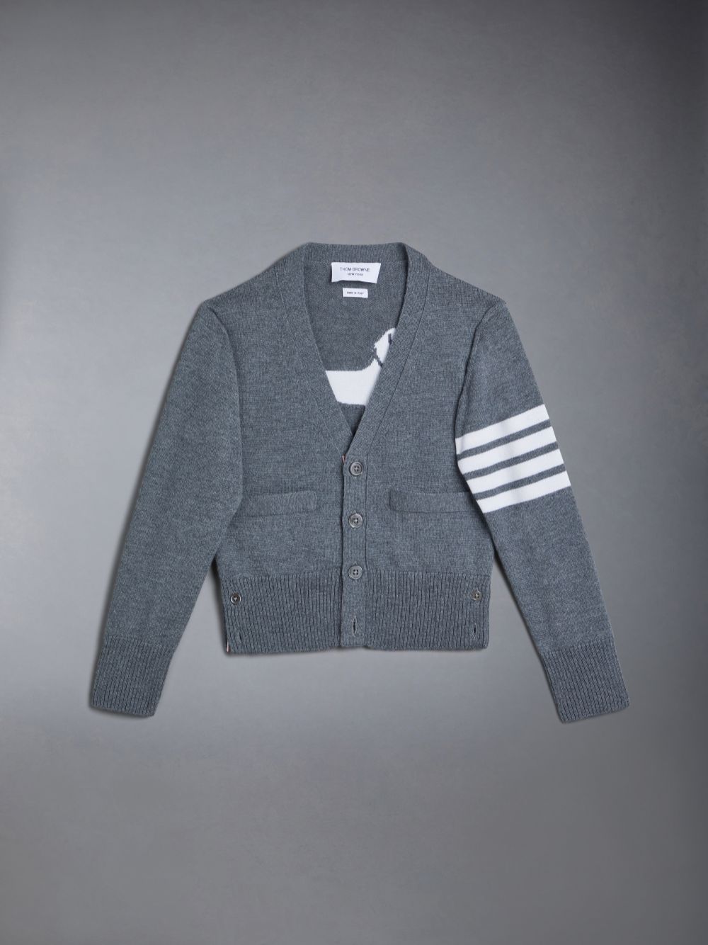 Thom Browne Wool Cashmere 4-Bar Hector Classic ガール カーディガン グレー | TSS39C70518
