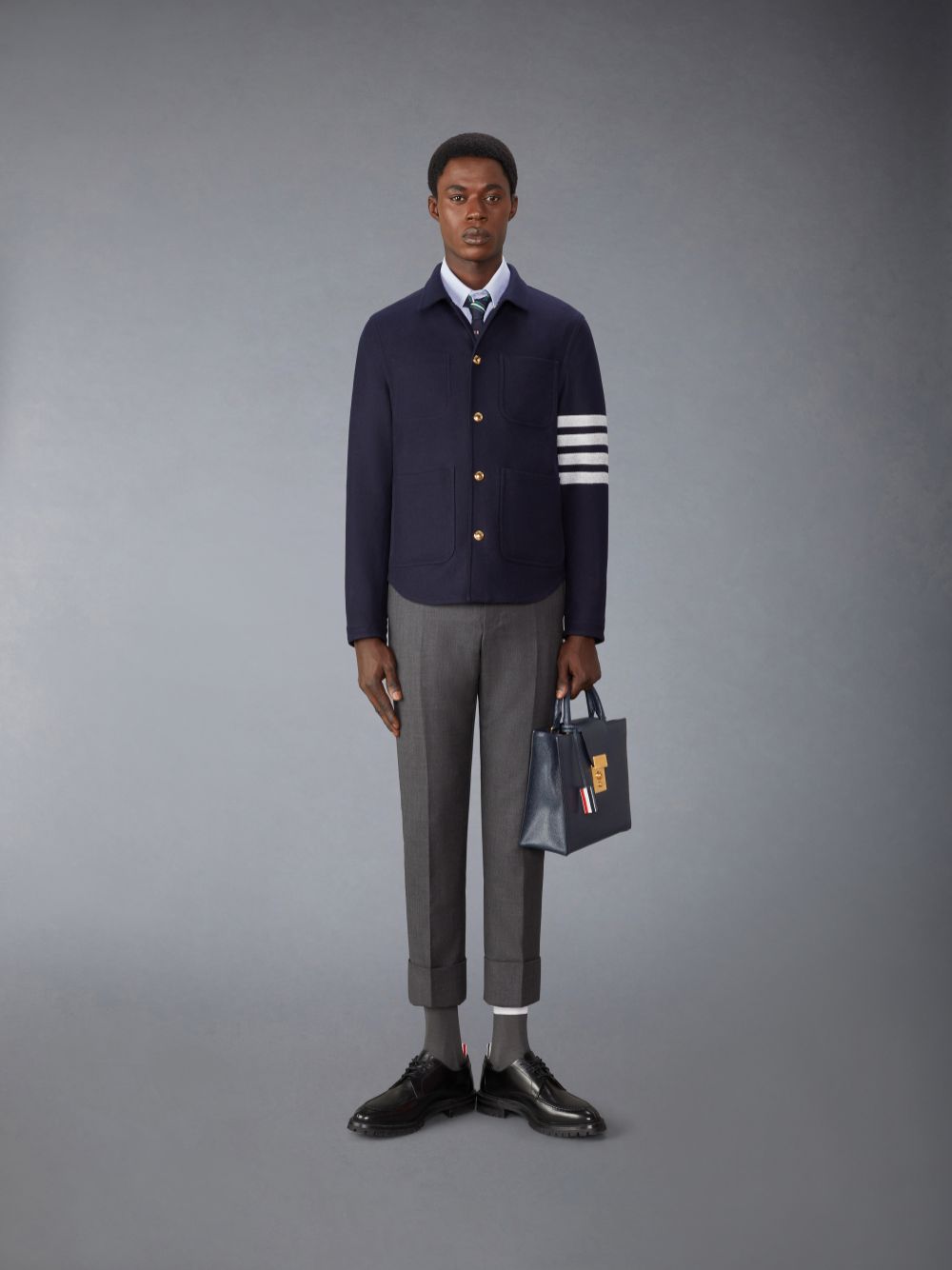 Thom Browne Wool Cashmere 4-Bar Utility メンズ ジャケット 青 | LTG25C15088