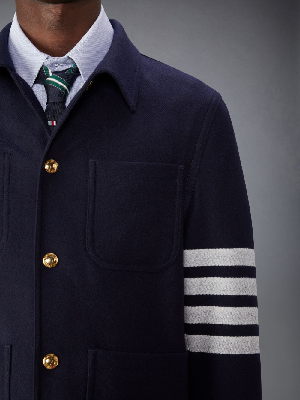 Thom Browne Wool Cashmere 4-Bar Utility メンズ ジャケット 青 | LTG25C15088