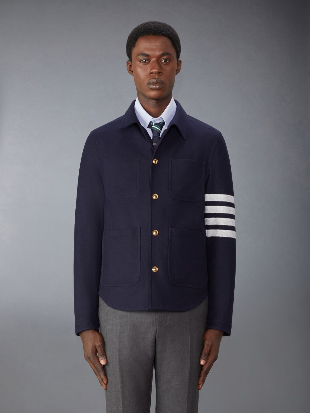 Thom Browne Wool Cashmere 4-Bar Utility メンズ ジャケット 青 | LTG25C15088
