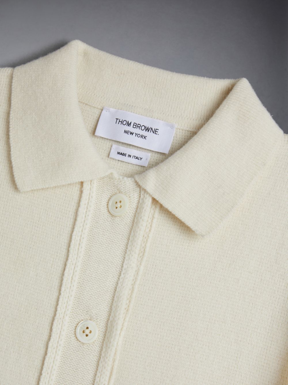 Thom Browne Wool Cashmere Polo Cardigan ガール ワンピース 白 | BZA77B43646