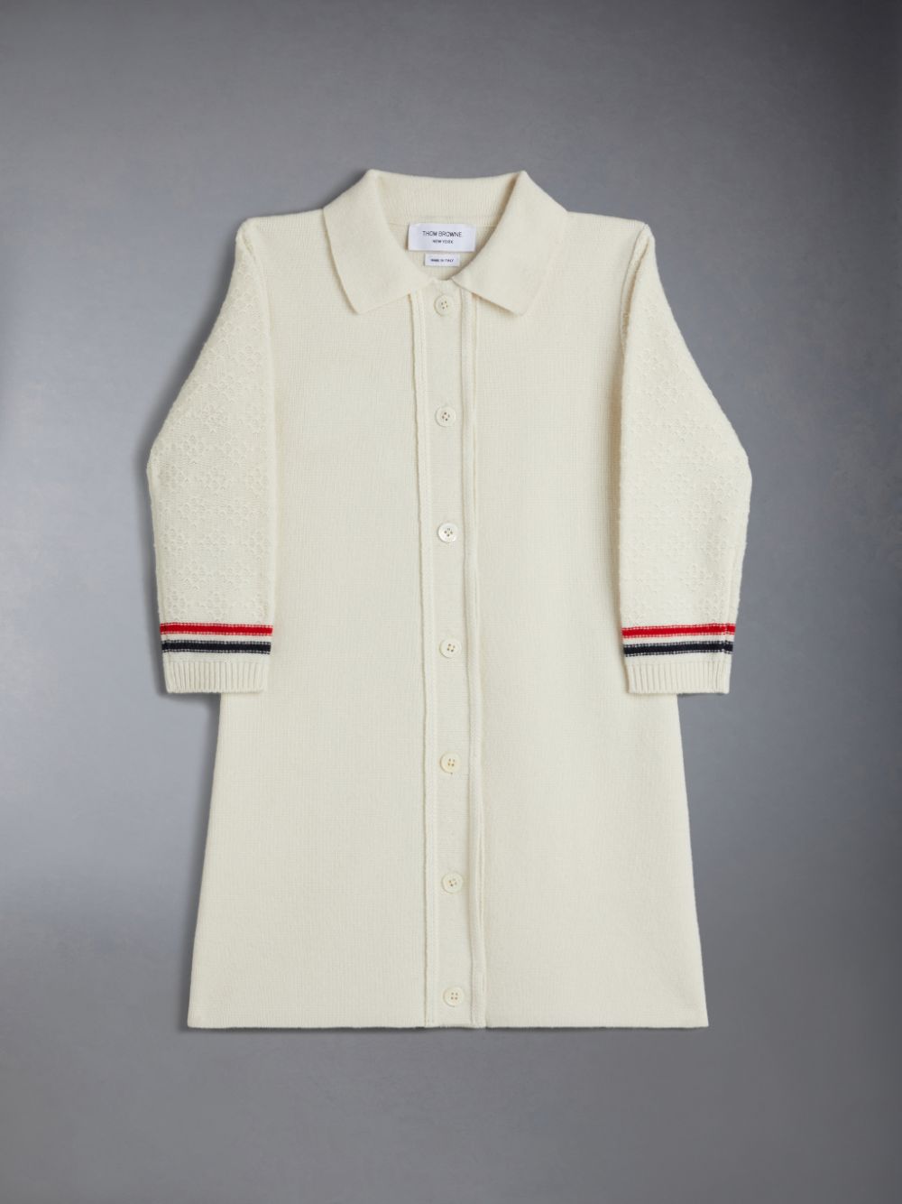 Thom Browne Wool Cashmere Polo Cardigan ガール ワンピース 白 | BZA77B43646