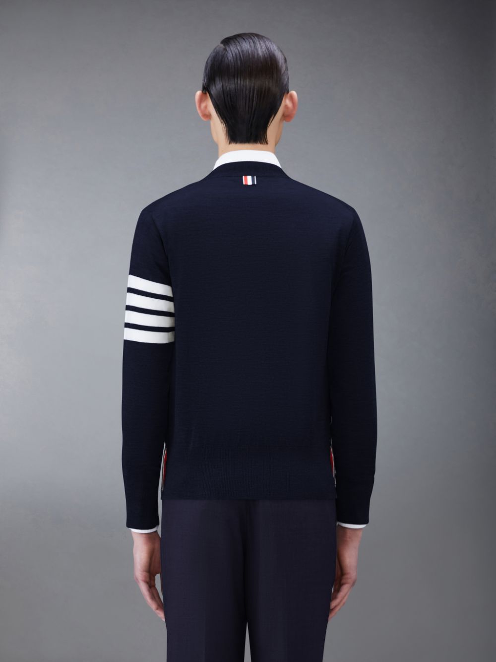 Thom Browne Wool Classic V-Neck メンズ カーディガン 青 | JVR59L55719