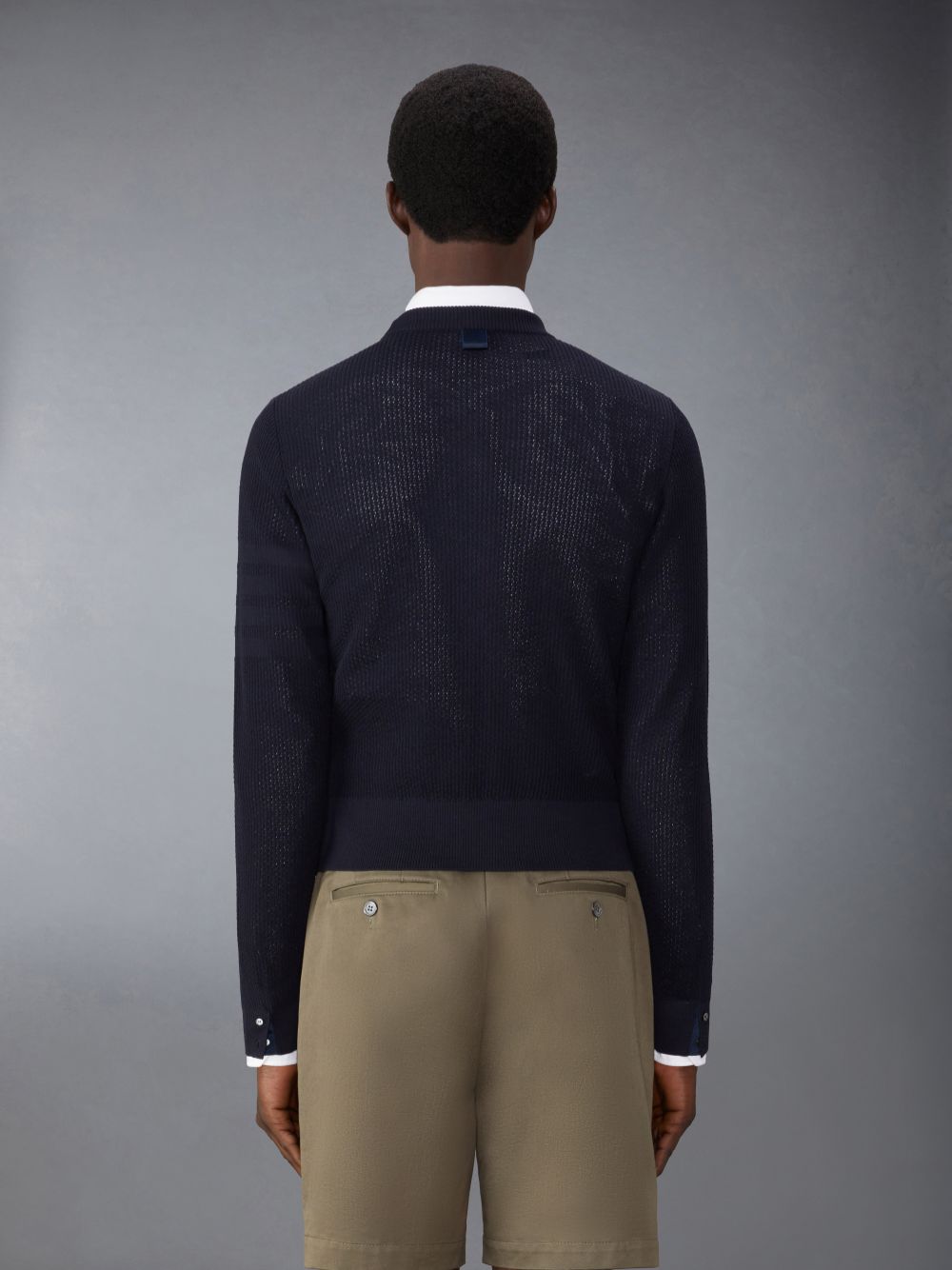 Thom Browne Wool Crepe 4-Bar Relaxed Fit メンズ プルオーバー 青 | YEQ45G09439