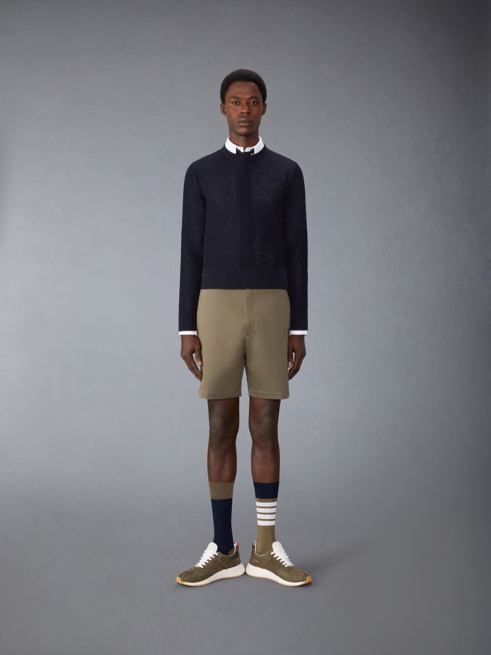 Thom Browne Wool Crepe 4-Bar Relaxed Fit メンズ プルオーバー 青 | YEQ45G09439