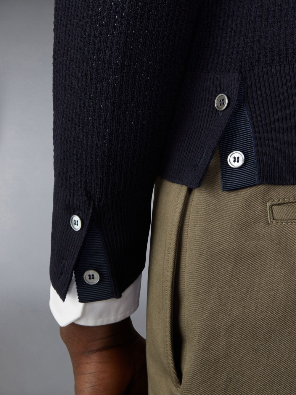 Thom Browne Wool Crepe 4-Bar Relaxed Fit メンズ プルオーバー 青 | YEQ45G09439
