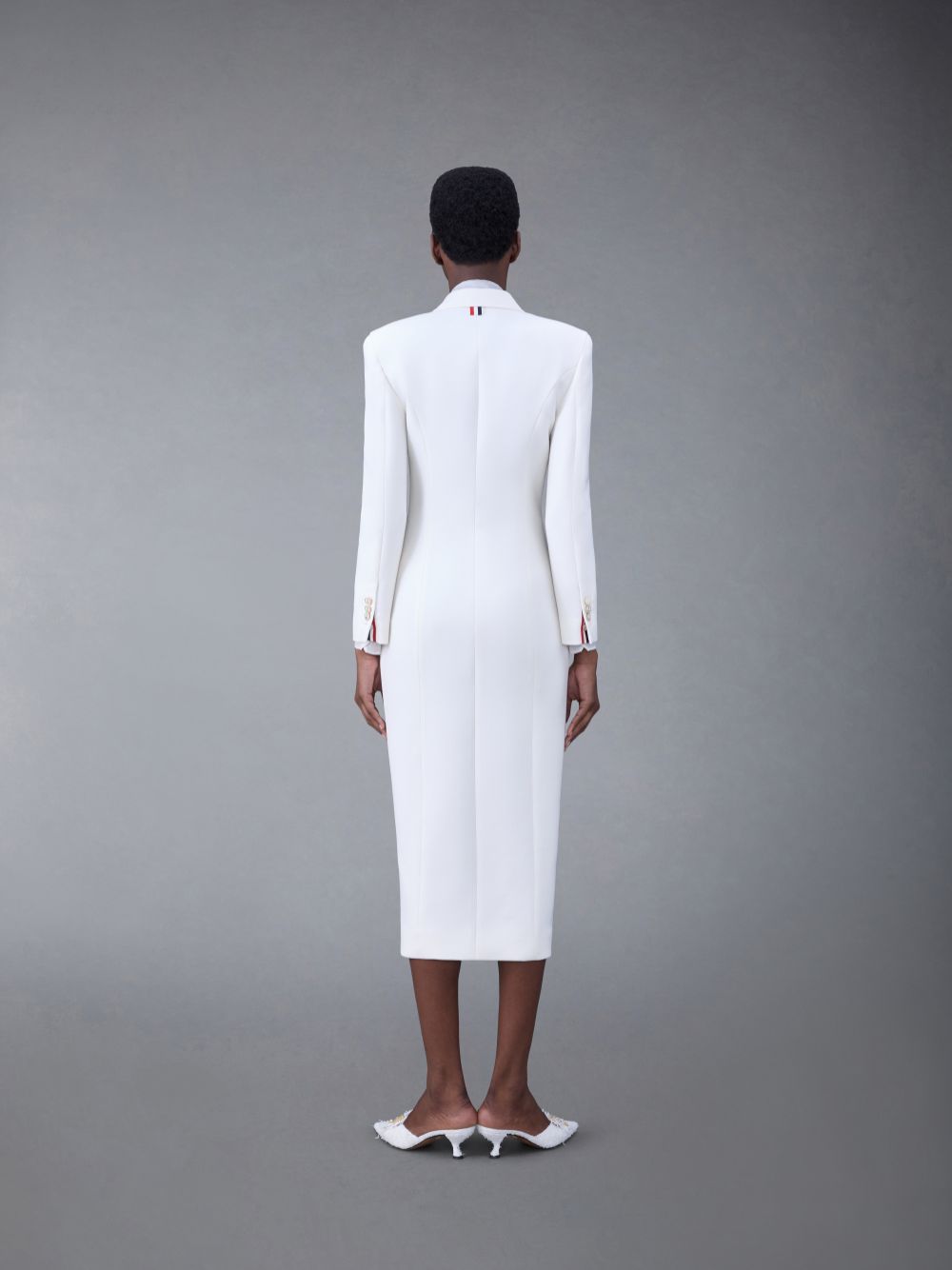 Thom Browne Wool Crepe Moulded Shoulder Maxi レディース ワンピース 白 | FWX51U07968